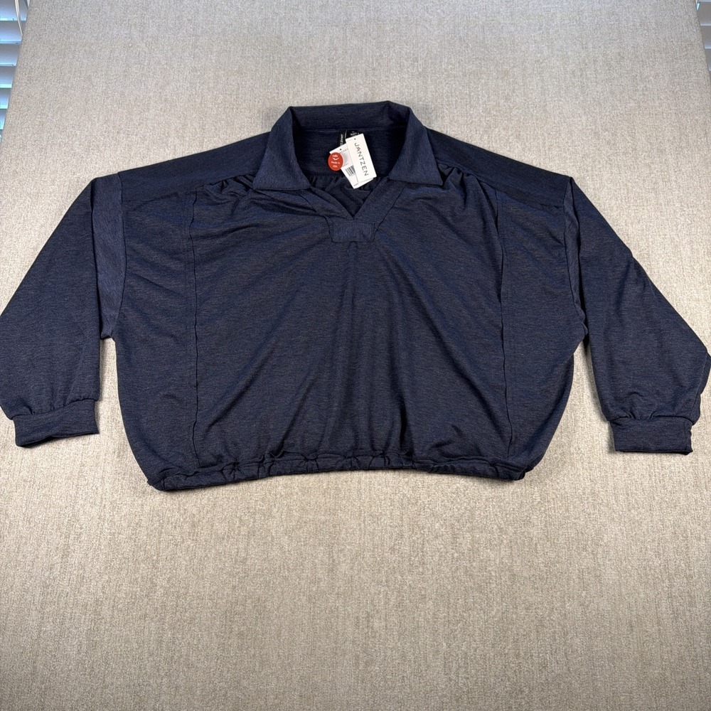 NWT Jantzen Women Size‎ XL Navy V-Neck Collared Pullover Elastic Waist Knit